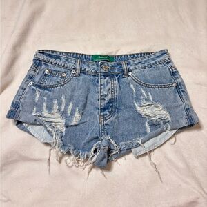 Stylish Distressed Blue Mini Distressed Shorts
